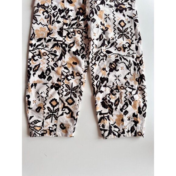 ANTHROPOLOGIE Floral Printed Cotton Corduroy Tapered Utility Pants, Size 2 - Picture 7 of 16